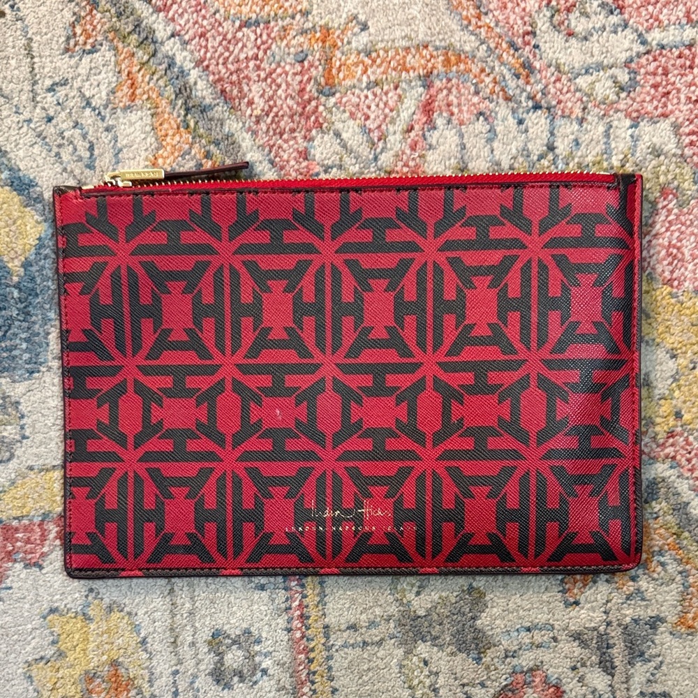 India Hicks, Flat Stanley Red and Black Patterned Clutch